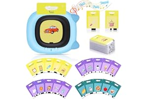 Tesmien Talking Flash Cards Learning Toys for Toddlers 1-6 Year Old Flash Cards 224 Words, Audible Educational Toys, Preschool Early Educational Gifts,Blue, Christmas Stocking Fillers for Kids