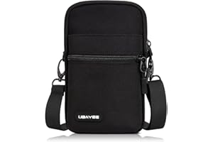 UBAYEE Mała Torba na Ramię Unisex do Telefonu do 6,7 Cal, Saszetka na Paszport Podróżny z Kieszenią Blokującą RFID, Czarny