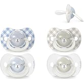 Suavinex, Pack of 4 Soothers Glow in the Dark, Babies 6/18 Months, Sleeping, with Fluorescent Ring and SX Pro Silicone Physio