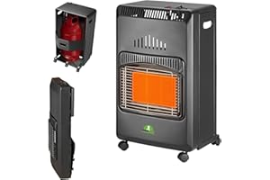 TANIASHOP Stufa a Gas GPL Pieghevole ad infrarossi Potenza 4.2KW con 3 Elementi Riscaldanti e 3 Potenze Selezionabili Accensione Piezoelettrica Capacità Bombola 15 kg