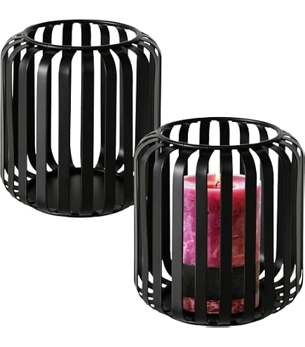 Lanternes en Métal Noir, Lot de 2 Photophore en Verre Cylindrique, Bougies Chauffe Plat, pour Décoration Extérieure et Intérieure Extérieur, Jardin, Salon, Tables-DOU Lanternes en Métal Noir, Lot de 2 Photophore en Verre Cylindrique, Bougies Chauffe Plat, pour Décoration Extérieure et Intérieure Extérieur, Jardin, Salon, Tables-DOU