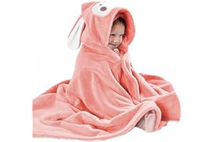 Decalsweet Pink Monkey Hooded Towel for Kids,Ultra Soft Children's Bath Towel,Large Poncho Towel for Toddlers Girls