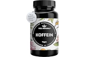 ‎FEEL NATURAL Koffeintabletten – 200mg Koffein pro Tablette – Jahresvorrat 365 Tabletten – vegan, hochdosiert, ohne unnötige Zusätze – in Deutschland entwickelt & laborgeprüft