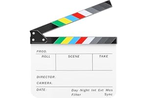 Trintion Film Clapper Board 12 x 10in Acrylic Plastic Director's Film Clapboard Movie Cut Action Scene Clapper Board Slate for Movies TV Shows Studio Live