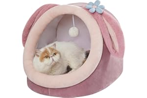 Jiupety Cuccia Gatto Morbida Interno, Rosa, Cotone PP, L, 45x43x37 cm, Per Gatti e Cani di Piccola Taglia