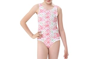Homord Badeanzug Mädchen - Einteiler Sport Badeanzug UV-Schutz Schwimmanzug, Blickdicht Chlorresistent Rosa Badeanzug Kinder für 110-158 Girl 4-12 Jahre