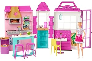 Barbie Restaurante Muñeca Rubia con con Cocina de Juguete y Accesorios, Regalo para niñas y niños +3 años (Mattel HBB91)