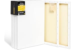 Elan Stretched Canvases 30x40 CM 380 GSM, 6-Pack Art Canvases for Oil Painting, Stretched Canvas for Painting 380GSM, Oil Paint Canvas 30x40