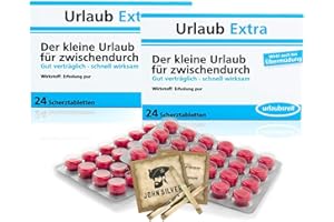 ERFURTH FUN Lustige Pillen URLAUB EXTRA Pille 2er Set, als Geburtstagsgeschenk. Spaß, Anti Stress, gute Laune, Junggesellenabschied Mann und Frau. mit John Silver® Orakelsprüchen