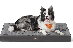 Feandrea Cama para Perros, Cama para Mascotas, Espuma Corrugada Preformada, con Asa, Extraíble, Doble Cara, Impermeable, Talla XL, 105 x 73 x 10 cm, Gris Paloma PGW243G01