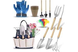 Outils de Jardinage, DEWINNER à Main Ensemble Outils de Jardin pour Plantes, 23 PCs Kit Avec Sac de Rangement, acier inoxydable, cadeau de femme homme