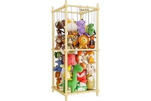 DUHARS Rangement Peluche en Bois, Meuble Rangement Jouet Enfant, Range Peluche Squishy, Meuble Rangement pour Salle de Jeux y Chambre Enfant, Etagere Montessori Rangements Jouets Peluches