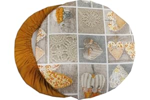 Russo Tessuti 6 Cuscini Sedie Cucina Coprisedia Imbottiti Rotondi Elastico Shabby Cuore Allungato -Giallo