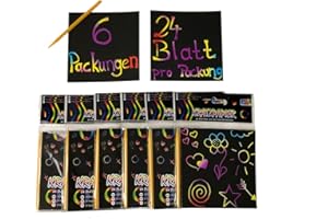 ITSISA 6X Kratzpapier Block für 24 Kratzbilder inkl. Kratzstab - tolles Give Away, Mitgebsel