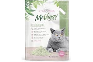 Cat&rina MeVeggy Lettiera Vegetale per Gatti da 15L di lunga durata. Sabbia Naturale e Agglomerante, smaltibile nell'organico o nel WC. Neutralizza gli odori e non si attacca a zampe e pelo.