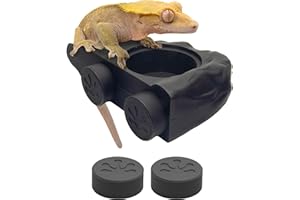 Pangea Silicone Gecko Feeding Ledge - Magnetic Mini Food Dish for Reptile Tank - 4.125" x 2.625" x 1.18" - Fits 0.5oz Cups (Black)