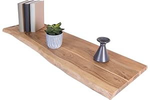 ‎SAM SAM Holzplatte 100x30 cm Arya, Holzbrett Akazie massiv + naturfarben, Baumkanten-Platte für Heimwerker, Regale & Fensterbretter, einseitige Baumkante