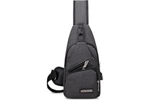 VARLIVOO Zaino Monospalla da Uomo con USB Port Borse a Spalla Sling Bag Crossbody Bag Viaggio Escursionismo Ciclismo Sling Backpack Impermeabile Poliestere