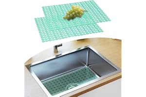 Mlijzard Sink Mat, Can Be Cut to Size, Pack of 2, Sink Insert for Stainless Steel Ceramic Sinks, Against Scratches, Slipping, Easy to Clean, Sink Insert for Kitchen, Bathroom, 40 x 30 cm, Light Green