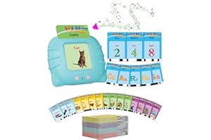 ZYLYVE Schede Flash Cards Parlanti,Giocattoli di Apprendimento per Bambini dai 1-12 Anni, Educativi Prescolari da Ascoltare e Imparare di Base 510 Parole(Blu italiano + inglese)