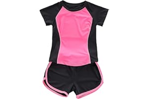 Echinodon Mädchen Sport-Set 2tlg Schnelltrockend T-Shirt + Shorts Trainingsanzug für Jogging Yoga Sommer Sportanzug