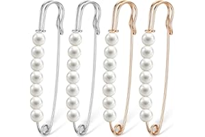 BREMOROU 4 Stück Brosche Ausschnitt Verkleinern & Anstecknadel mit Strass - Sicherheitsnadel Clip für Pullover, Schal, Kragen, Hosen, Rock & Taille - Damen