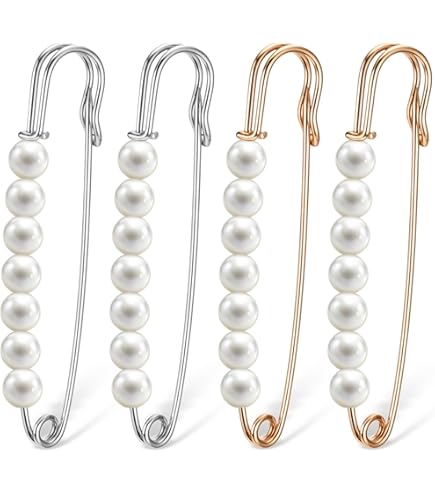 4 stuks broche, broche spelden, veiligheidsspeld broche, trui sjaal clips faux kristal en parel broches voor dames meisjes kleding decoratie (2 stijlen rose goud en zilver