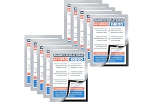 VAIIGO A4 Cadre Magnétique, Cadre d'information, Autocollant de Fermeture magnétique pour Documents, Photos, Sachet de 10 Argent