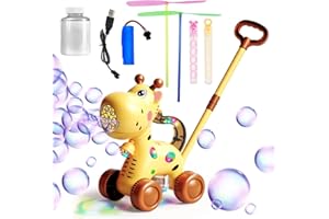 GEPROSMA Pistolet a Bulles pour Enfant,Tondeuse a Machine Bulles de Savon Enfant Automatique Electrique Rechargeable,Produit Bulle a Jouet à Pousser,Jeux Exterieur Jardin, fête Cadeaux d'anniversaire