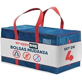 WRAPPYBAG 4 x Large Plastic Storage Bags - XXL Moving &amp; Travel Bags - Heavy | XXL 104 Litre Bags with Reinforced Side Handles