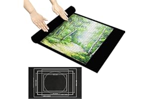EWRGIJ Jigsaw Mat, Puzzle Mat, 45.66*25.98 INCH Black Jigsaw Mat Roll Can Hold 1500 Piece Puzzle, Portable Jigsaw Holder Puzzle Storage, Puzzle Accessories for Adults and Kids