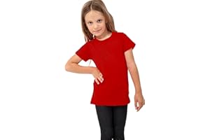 GW CLASSY OUTFIT Maglietta a maniche corte per bambini, tinta unita, girocollo, casual, per la scuola, taglia 3-14 anni