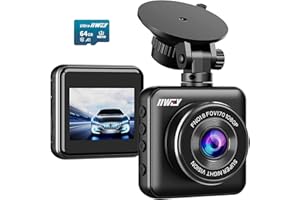 IIWEY Dash Cam Front 1080P Mini Size with 64GB SD Card, 2 Inch LCD Screen Small Car Dash Camera WDR Night Vision, 170° Wide Angle, G-sensor, Motion Detection, Parking Monitor