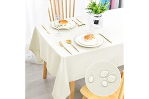 DWCN Tovaglia antimacchia, lavabile, impermeabile, per sala da pranzo, casa, giardino, feste e matrimoni, 140 x 240 cm, colore: champagne