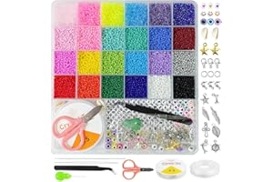 LMYKH 16800 pcs Beads for Bracelet Making, 24 Colours 2mm Bead Set, Jewellery DIY Set with Letter Beads (2 mm-26 grids)