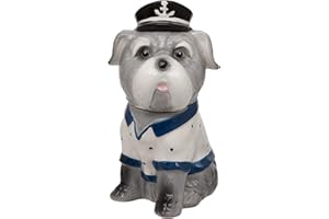 Maturi - Barreta de cerámica para Perro de mar Sentado con Tarro de Almacenamiento de Color Azul y Blanco