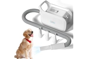 XKISS Hundefön Hundetrockner 4.5 PS / 3200 W Blower hundefön,Low Noise Tierhaartrockner mit Einstellbarer Geschwindigkeit Hundepflege-Trockner-Gebläse。(weiß)