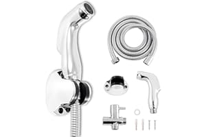 H-YEEU Kit Douchette Wc, Pulvérisateur De Douche En Acier Inoxydable, Pulvérisateur à Bidet Main, Ensemble De Douche Bidet Avec Vanne G1/2", Pour L'hygiène Personnelle, Le Nettoyage Des Toilettes