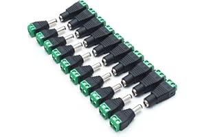 LightingWill 10 Pair 5.5 X 2.1mm Barrel Power 12V Male and Female DC Jack Power Connector Adapter Plug for CCTV Security Camera LED Strip