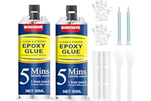 BOMVMVE Colle Résine Epoxy Transparente 100ml, Adhesivo Epoxi de 2 Componentes de Curado Rápido, para Reparar Metal, Plástico, Madera, Piedra, Cerámica, Vidrio, Azulejos