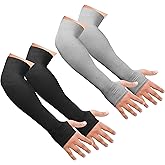 SNMMIFER UV Protection Arm Sleeves with Thumb Holes, Nylon Sun Protection Hand Cover for Running and Cycling, Unisex