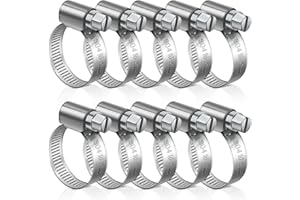 JatilEr Abrazaderas de manguera de 16 a 27 mm, 10 unidades, abrazadera ajustable de acero inoxidable 304, juego de abrazaderas de manguera, abrazaderas de tubo para coche, industria, conexión y