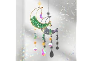 BINGGUNYO Acchiappasole Cristallo, Cristalli Acchiappasole Arcobaleno, Prisma Arcobaleno da Finestra, Suncatcher Crystal, Pendenti Suncatcher Decorazione per Finestre Lampadari Albero Di Natale (green)