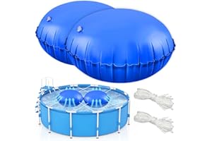 TZEKING 2 Piezas Cojín de Aire para Piscina,Cojín de Piscina Redondo con Cuerda de 15 m, Piscina Cubierta Aire Almohada Cojín,Inflable para la Mayoría de Tipos de Piscinas, Así como Spas