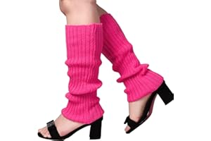 MEJOSER Damen Bein Stulpen Neon Elastisch Strümpfe Stulpen Rosa Grün Blau Bunt 80er 80s Jahre Accessoires Zubehör für Karneval Tanzen Fasching Mottoparty Maskerade (Rosa)