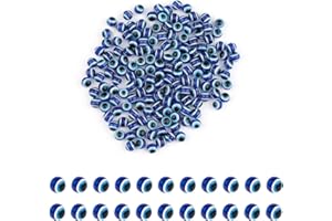 SAVITA 200 pezzi blu perline del malocchio bulbo oculare distanziatore perline perline in resina fatte a mano charms per bracciali fai da te collana creazione di gioielli (6mm)