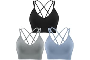Leversic Sujetador Deportivo Mujeres Top Deporte con Cuello en V Camiseta Deporte de Impacto Medio Sujetador de Yoga para Gimnasio Fitness y Yoga