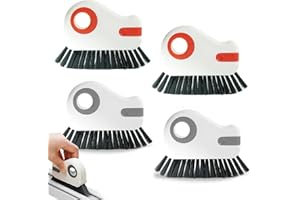 GUSXPPD Brosse De Nettoyage De Rainures 2 en 1, Multifonction Brosse à Poils Durs Et Grattoir Caché, Brosse De Nettoyage d'angle, Outils De Nettoyage pour Rail De FenêTre, Brosse De Nettoyage pour Rails (4)