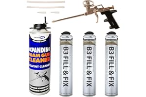 BOND-IT FILL & FIX MATE Kit - 3 x 750ml Expanding Foam Cans, 1 x Professional Gun, 1 x 500ml Gun Cleaner PU Grade