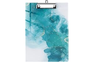 Pechor Clipboard A4 Plastic, Clipboards Fashion Design Clip Boards with Low Profile Clip Heavy Duty Clipboard Folder for Office School Supplies (Green Marble)